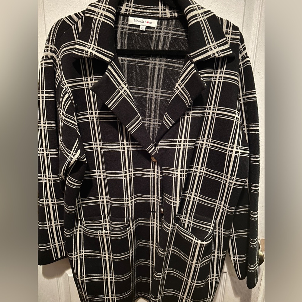 Black and white plaid blazer